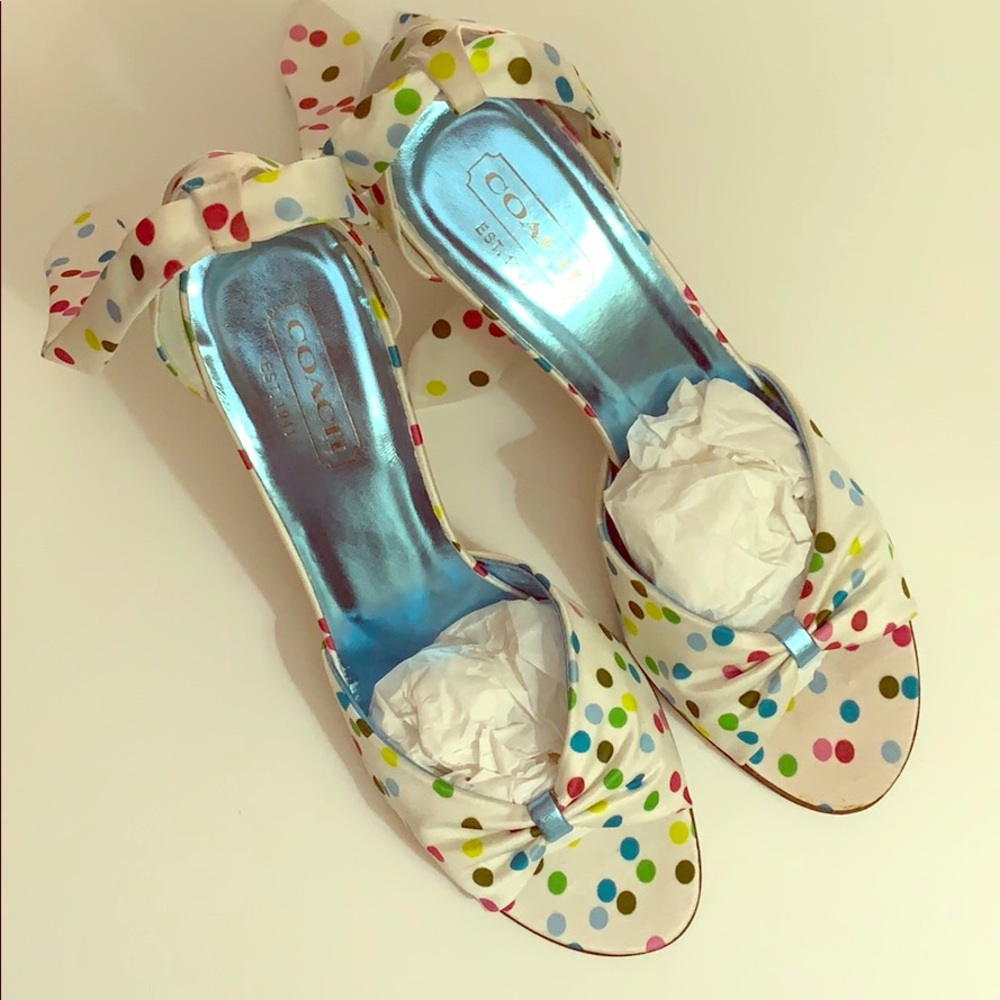 Coach Ankle tie Glena Polka dot heels